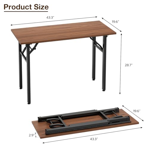 Image of TEMI Small Computer Desk Folding Table - 43.3 inch Foldable Office Desk, No Assembly, Perfect for Small Spaces in Bedroom, Dorm, or Apartment, Portable Mini Desk or Study Table with Compact Design, Walnut