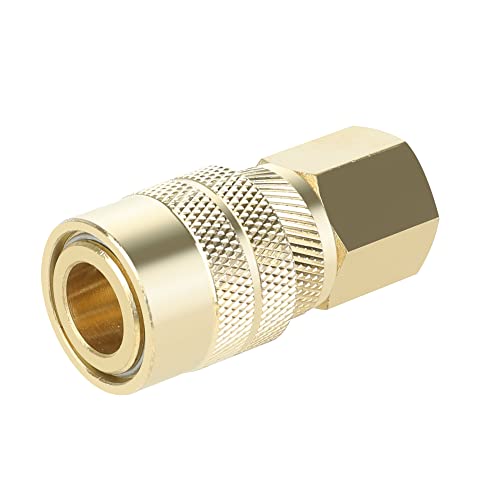 JOROY Brass Air Coupler, 1/4 Inch Body Size, 3/8 Inch NPT Female Threads Size, Industrial M-Type, 1 Piece Air Compressor Hose Fitting