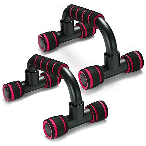 Adkwse Lot de 2 poignées de pompes Push Up Bars avec poignée antidérapante en mousse confortable pour la maison, la salle de gym, les voyages, multifonctionnel, Adulte (unisexe), rouge