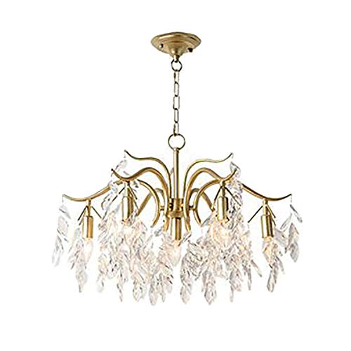 Lustre en cristal E14 doré 9 têtes grand plafonnier pour éclairer le salon