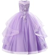IDOPIP Sequin Flower Girl Dress for Wedding Pageant Tulle Ball Gown Prom Kids Princess Birthday P...