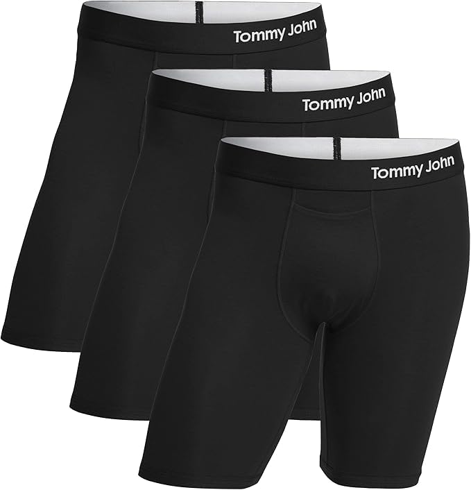 Tommy John Mens Underwear Supima Cool Cotton Boxer Briefs with Contour Pouch and Longer 8 Inseam Comfortable Fabric