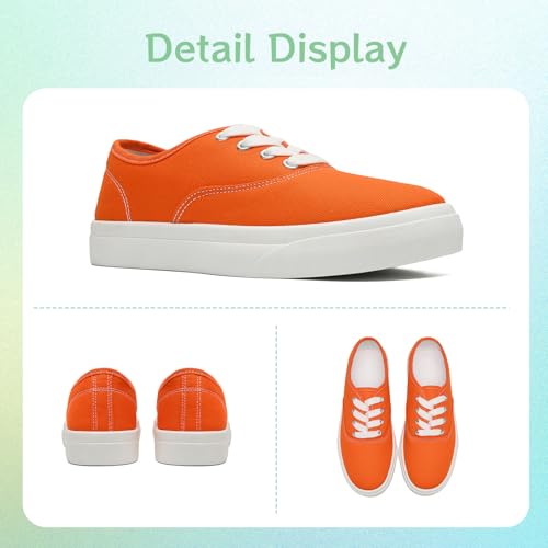 sharllen Damskie płócienne buty damskie niskie trampki unisex klasyczne sznurowane trampki dla mężczyzn płócienne buty tenisowe czółenka na co dzień buty do tenisa, pomarańczowy, 35.5 EU