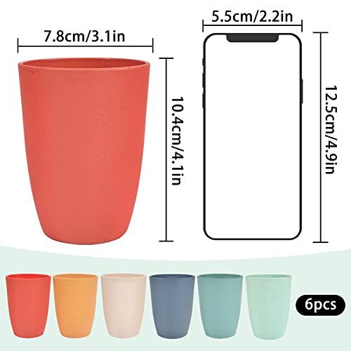 Cretvis 11Oz Unbreakable Wheat Straw Cup, 6 Pcs Reusable Dishwasher Safe Drinking Cups, Stackable Coffee Tea, Juice Cup, Tumbler Water Mugs For Kitchen Parties, Travel Picnics And Weddings #TOP6