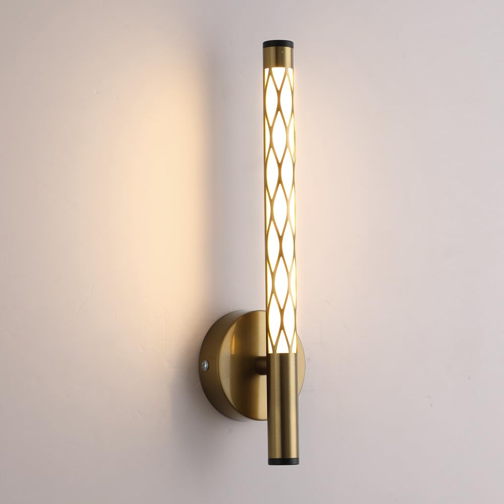 Nowoczesna lampa ścienna do wnętrz kreatywna złota taśma LED do sypialni salonu wejście długa rura 4W (wysokość : 30 cm)