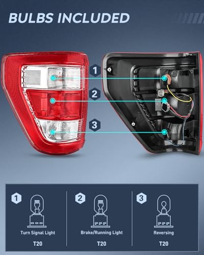 Image of Nilight Taillight Assembly for 2021 2022 2023 Ford F150 XL Driver Side