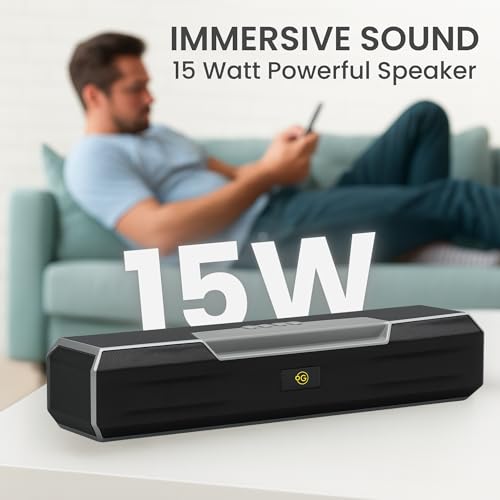 Image of OOGE Vibebox 7000 Bluetooth Speaker, 15W Portable Wireless Speaker with TWS Connection, Type-C Charging, AUX Input, FM Radio, USB & TF Card Support, 8H Playtime (Movie,Music Modes) (Grey)