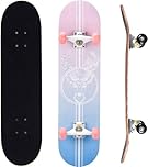 ERNAN Complete Skateboard for Beginners,31 x 8 Inch Double Kick Skateboard for Kids Teenagers & Adults. with Skate T-Tool. (pale pink)
