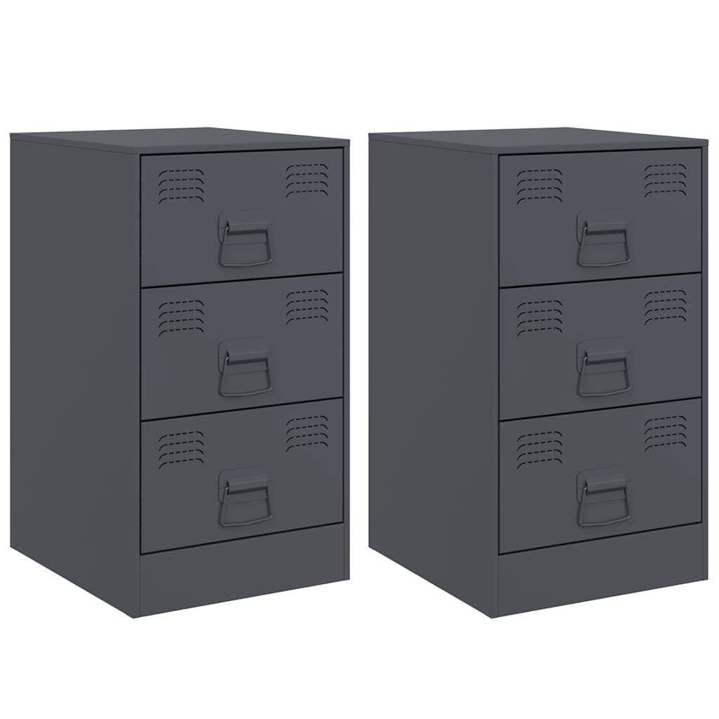 Table de chevet anthracite en acier pour une chambre au style industriel