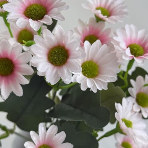 Image of Art Street Artificial Pink Flowers Bunch | Daisy Flowers for Home | Living Room, Bed Room, New Year, 7 Head 21 Flowers | Pack of 2 |Size 13 INCH, (Without Vase)