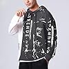Covisoty Men's Hoodie Techwear Hip Hop Urban Streetwear Hoodies Print Patchwork Long Sleeve Pullover Japanese Sweatshirt Autumn Winter Grey 2XL #1