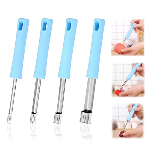 UIHRLM 4 PCS Apple Corer, Multi Function Stainless Steel Apple Corer Remover with Hanging Hole, Easy to Use Hand Fruit Corers Removal Gadgets Kitchen Tools for Apples Pears and More