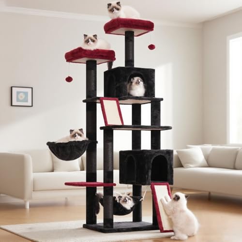 Image of Gitelsnour Cat Tree, 71'' Tower for Large Cat with Scratching Post, GCT032BR
