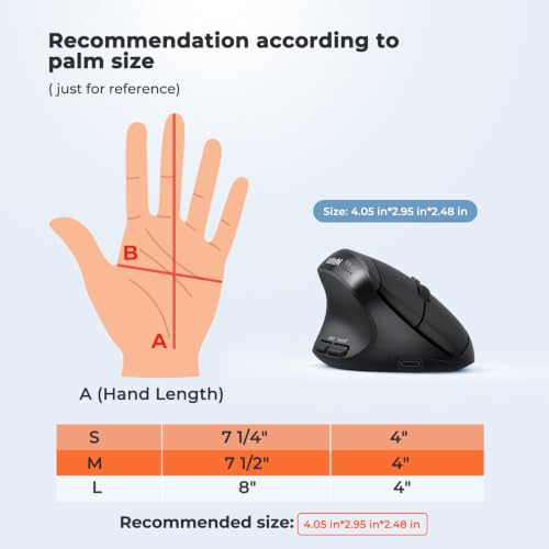 Image of MEETION Left-Handed Ergonomic Mouse, Wireless Mouse, Bluetooth Vertical Rechargeable Mice, 4 Adjustable DPI 800-2400, Bluetooth 5.2+5.2+USB Mouse for Windows /Mac, for Laptop /PC /iPad Bk