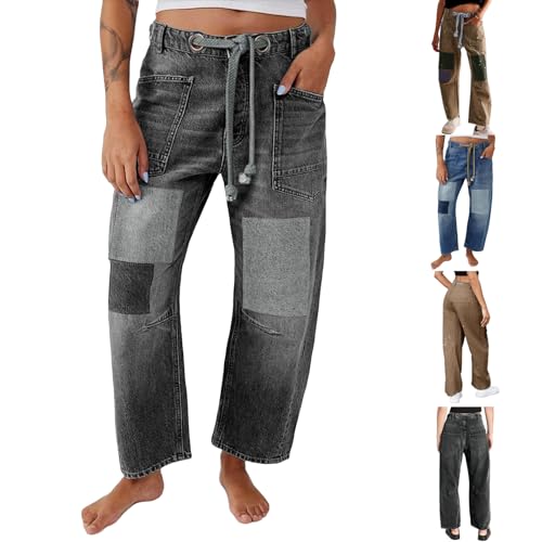Pantalon décontracté en coton mélangé durable à panneaux géométriques