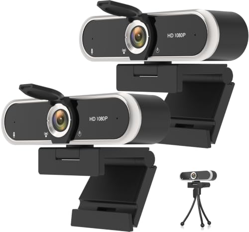 Image of 2PCS Webcam 1080P with Microphone & Privacy Cover for PC /Laptop, USB Computer Camera Plug & Play with Auto Light Correction for Video Calls, Live Streaming Gaming & Online Meetings