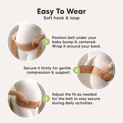 Image of KeaBabies Maternity Belly Band For Pregnancy - Soft & Breathable Pregnancy Belly Support Belt - Pelvic Support Bands (Warm Tan, M /L)