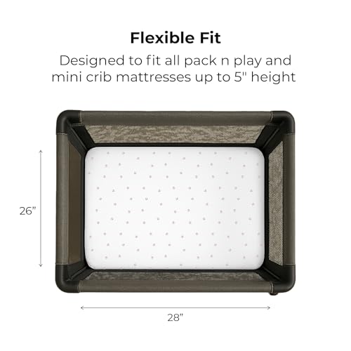 elys amp co pack and play sheets for miniportable crib 2 pack fitted playpen play yard sheet set compatible with graco pack n play for baby girls 100 cotton pink tulips and stripes 38x24x5