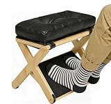 2-in-1 Fußstütze Schreibtisch, Höhenverstellbarer Fußhocker, Ergonomischer Fußablage aus Holz mit Weichem, Rutschfester Fußhocker für Büro Auto, Ottoman Fußstütze Stuhl für Vanity