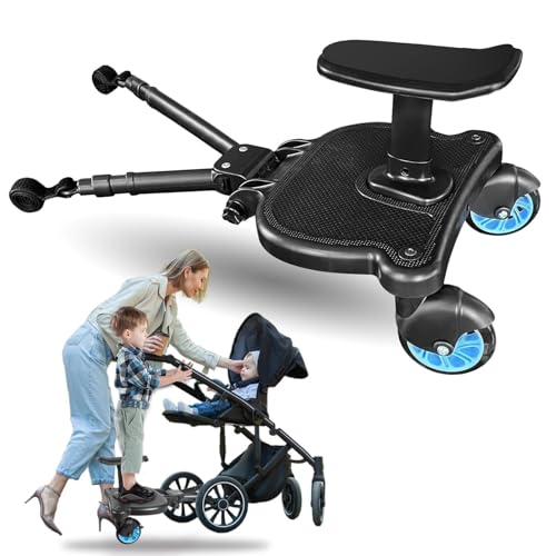 Universal Stroller Board with Detachable Seat - 2 in 1 Sit and Stand Stroller Standing Board for Most Brands of Strollers Holds Children up to 55