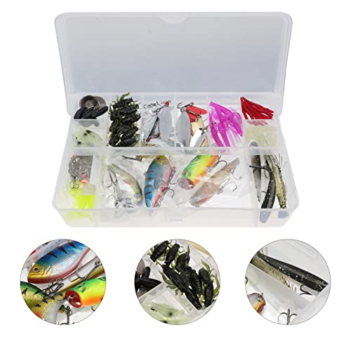 LIOOBO Kit de iscas de pesca com 101 peças, aço carbono, multifuncional, prático, caixa de pesca, ki