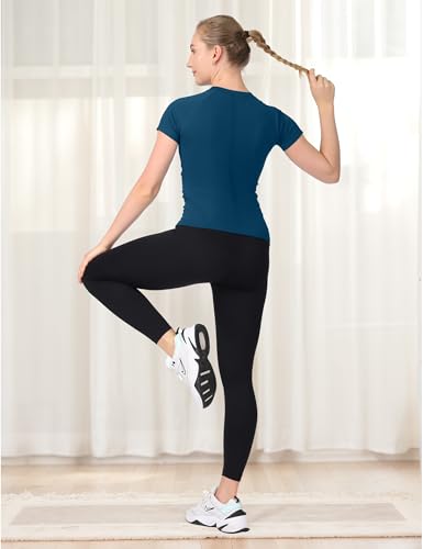 Image of MathCat Seamless Workout Tops for Women Short Sleeve Yoga Running Shirts,Breathable Athletic Compression Shirt Women XS-XL