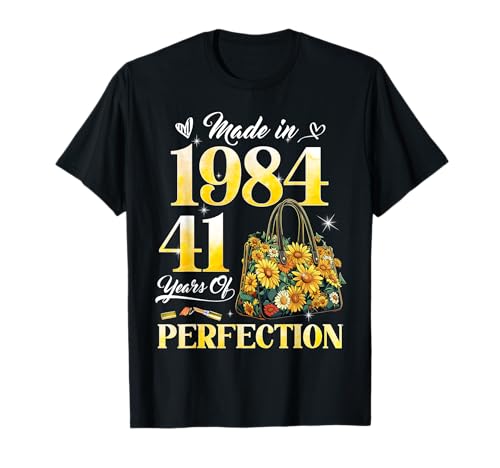 Womens 41st Birthday Floral Made in 1984 Gifts 41 Years Old T-Shirt