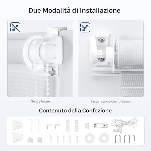 WOLTU Tenda a Rullo per interni Doppio Strato Giorno e Notte, Fissaggio a Morsetto Senza Foratura 45l x 150A cm Bianco, Tenda Traslucida e Oscurante per Finestra o Porta - Immagine 3