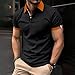 Mens Casual Polo Shirts Summer Fashion Button Cotton Shirt Classic Short Sleeve Golf Top Slim Fit Office Work Shirts Black