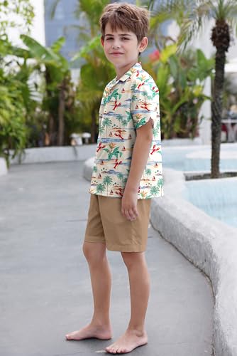 Image of Cromoncent Matching Hawaiian Outfits for Family, Dad and Son Matching Luau Beach Tropical Shirts Mommy Daughter Tropical Sets