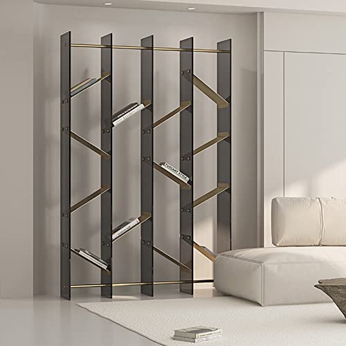 TOYOMO Présentoir Transparent Moderne, Bibliothèque Acrylique, Cabinet Vertical D'étagère De Stockage, Vitrine De Table Console, pour Le Hall D'exposition D'entrée De Salon,Noir,63'×9.4'×86.6'