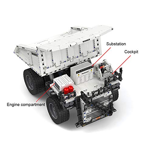BGOOD Technik Kipper Bausteine Bausatz, 1383 Klemmbausteine Technik Auto Muldenkipper Ferngesteuert Dumper mit 4 Motor… – Bild 6
