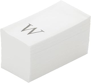 Luxenap 15.8 X 7.9 Inch Linen-Feel Guest Towels, 50 Lettered Hand Towels - Silver Letter 'W', Sans Serif Font, White Paper Dinner Napkins, airlaid, For Restrooms And Tables - Restaurantware