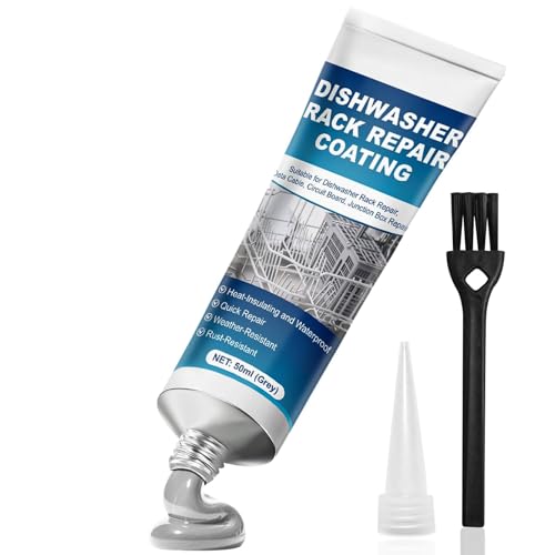 Miioto Antiruggine Gomma Liquida Impermeabilizzante, Riparazione del Cestello Della Lavastoviglie, Silicone Liquido, Resistente Alle Alte Temperature, per Lavastoviglie Universale, 50ml(Grigio)