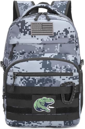 SunForMorning Mochila tática infantil Army Molle, mochila militar para meninos, para escola, atividades ao ar livre, acampamento, Preto Digital CM, Tático