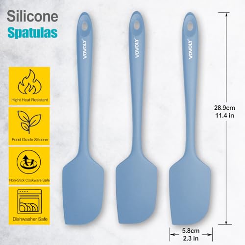 3 Pack Large Silicone Spatula for Kitchen,600°F Heat resistant Rubber Spatulas for Baking,Cooking, Scraping,and Mixing,Non Stick Kitchen Utensils, BPA Free, 11.2 IN, Starry Blue by Vovoly - Used condition - Image 2