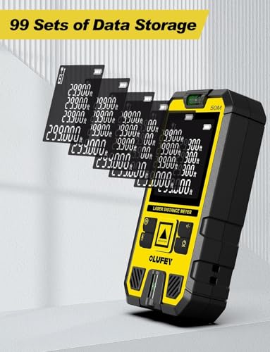 OLUFEY Laser Measure,Laser Distance Meter Device IP54 Portable Digital Measure Tool Range Finder with Bubble Levels and LCD Backlit
