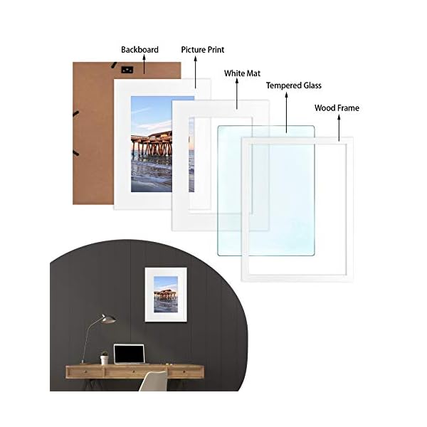 Golden State Art, Wandbilderrahmen-Kollektion, 30,5 x 40,6 cm, Fotorahmen aus Holz, mit weißer Matte und Echtglas, für… – Bild 5
