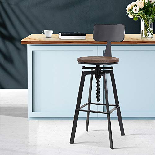 Artiss Bar Stools Stool Adjustable Kitchen Swivel Counter Barstools Dining Chair Vintage Chairs Industrial Style in 63-79cm Seat Height Floor Set for Home Bar Dining Room Cafe Outdoor Indoor