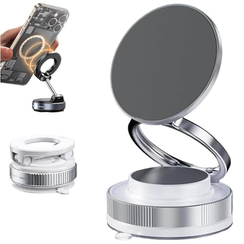 ETYGHY Vipbugo Phone Holder, Vipbugo Vacuum Magnetic Phone Holder, 360° Adjustable Vipbu Car Phone Mount for Car/Gym/Mirror Mount for iPhone & Android All Phone (White, 1 Pc)