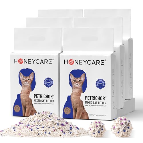 HONEYCARE ハニーケア 猫砂 おから ベントナイトとおから 混ぜる ミックス猫砂 脱臭 抗菌 真空パック トイレに流せる 天然素材 固まる (6 pack)（Amazon）