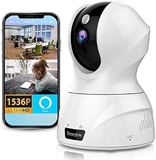 SereneLife 3MP WiFi IP Camera - HD 1536p - Smart Tracking PTZ Face