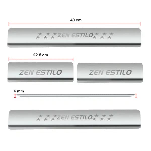 Image of AC Door Sill /Foot Step Stainless Steel Scuff Plate Plates Compatible with Maruti Suzuki Estilo (Set of 4 Pcs)