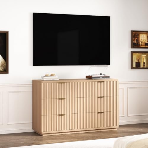 XinLiLai 6 Drawer Dresser for Bedroom, 47.3" Wide Modern Chest of Drawers Dresser TV Stand, Wood Drawer Organizer for Living Room, Hallway - Image 7