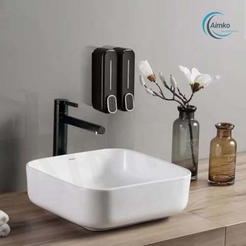 Image of Black ABS Wall Mounted Soap Dispenser: Leak-Free Hand Wash & Shampoo Bottle for Bathroom, Kitchen, Shower, Ideal Home Gadget & Organiser for Soap Dispenser in Wash Basin. (Black)