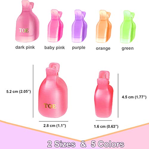 TEUVO 50Pcs Toe Polish Remover Clips Nail Soak Off Clips Set for Fingernails and Toenails, Toe Gel Remover Clips for Acrylic Gel UV Polish, Professional Salon and Personal Use, Multicolor - Image 3