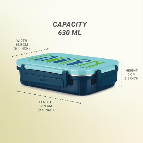 Image of MILTON Meal Safe 3 Inner Stainless Steel Tiffin Box for School with Steam Release Plug | PU Insulated, Leak-Proof, Food Grade I Lunch Box for Kids Boys, Girls with Snap Lock Lid, 630 ml, Dark Blue