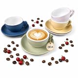 MUVELL Cappuccino Tassen 4er Set, 200 ml, Bunt Matt, Dickwandig