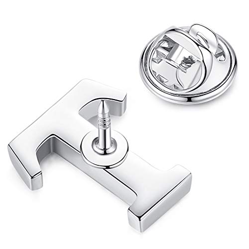 Image of HONEY BEAR Initial Alphabet Letter Lapel Pins Collar Badge Brooches for Mens /Womens Shirt Dress Decoration Silver