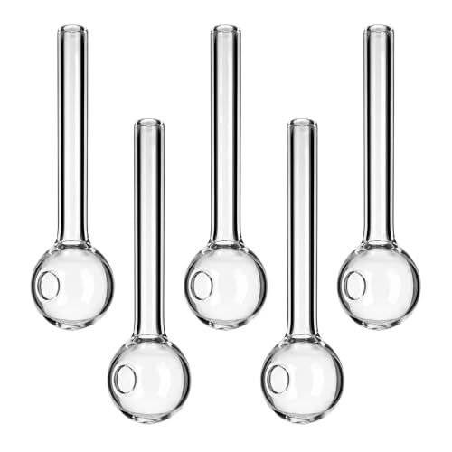 5pcs Borosilicate Glass Pipe Oil Burner 12.5cm Reusable Clear Straws with Ball-Shaped End for Hot & Cold Drinks Travel and Relaxation